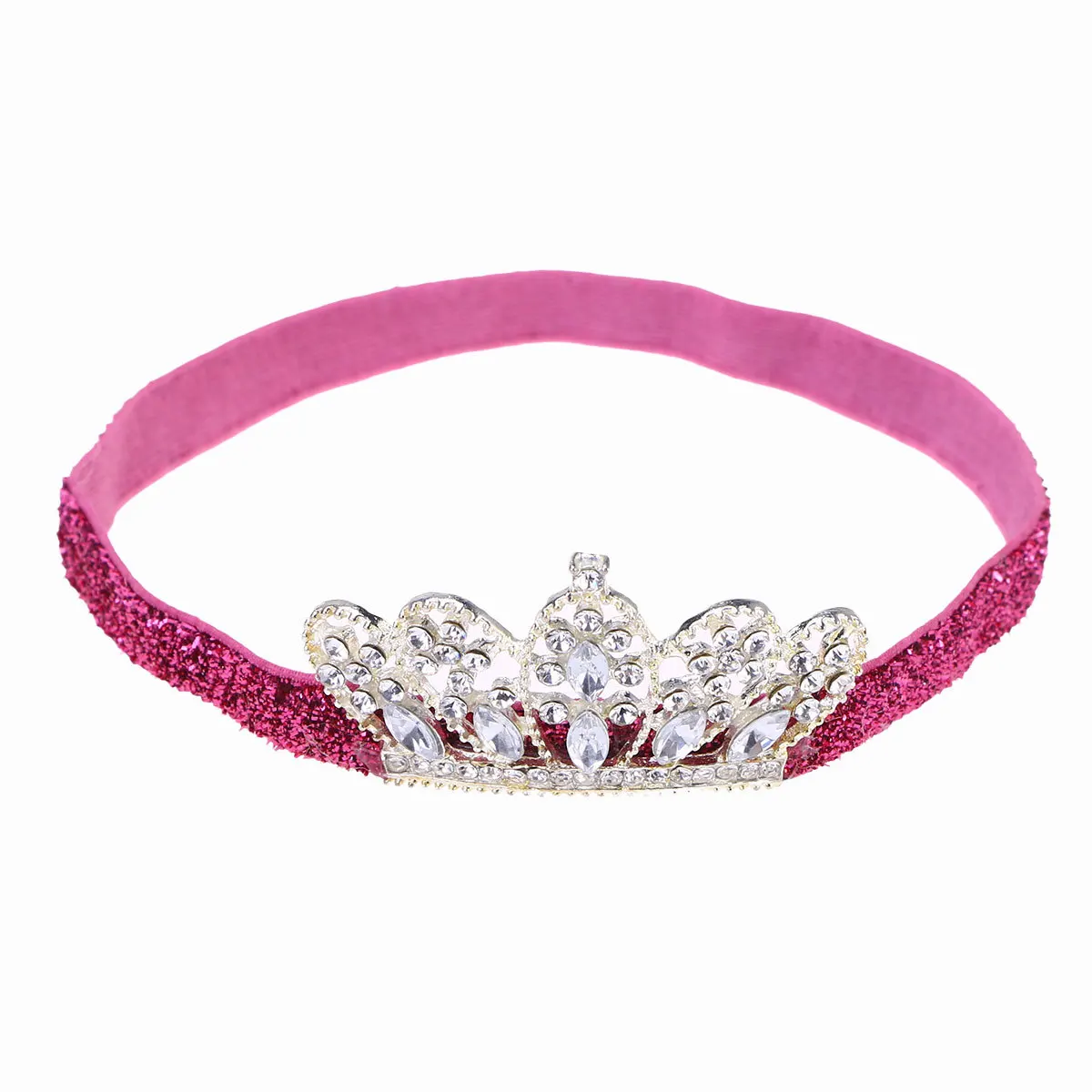 

Tiara Headband Baby Girls Rhinestone Crown Red Ribbon Silver Crown Stylish Elastic Headdress for Festivals Events