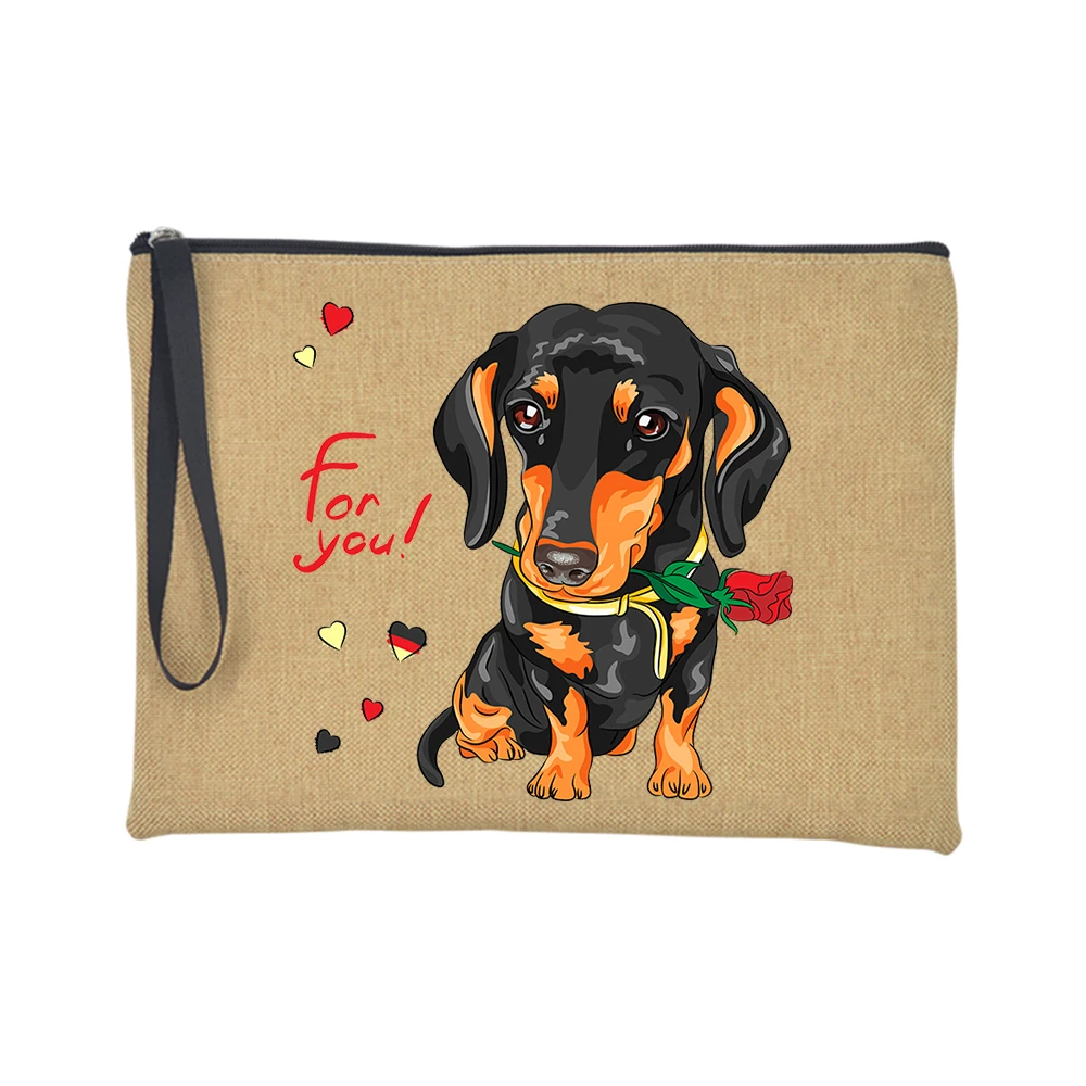 neceser maquillaje Bolsa de maquillaje con estampado de perro salchicha de piernas cortas pero gran actitud, organizador de artículos de tocador de viaje, bolsas de cosméticos para mujer, bolsa de mano con cremallera