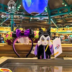 Original New Shanghai Disney 2024 Halloween Mini Baby Black Witch Plush Toy sitting shoulder doll Headband Keychain