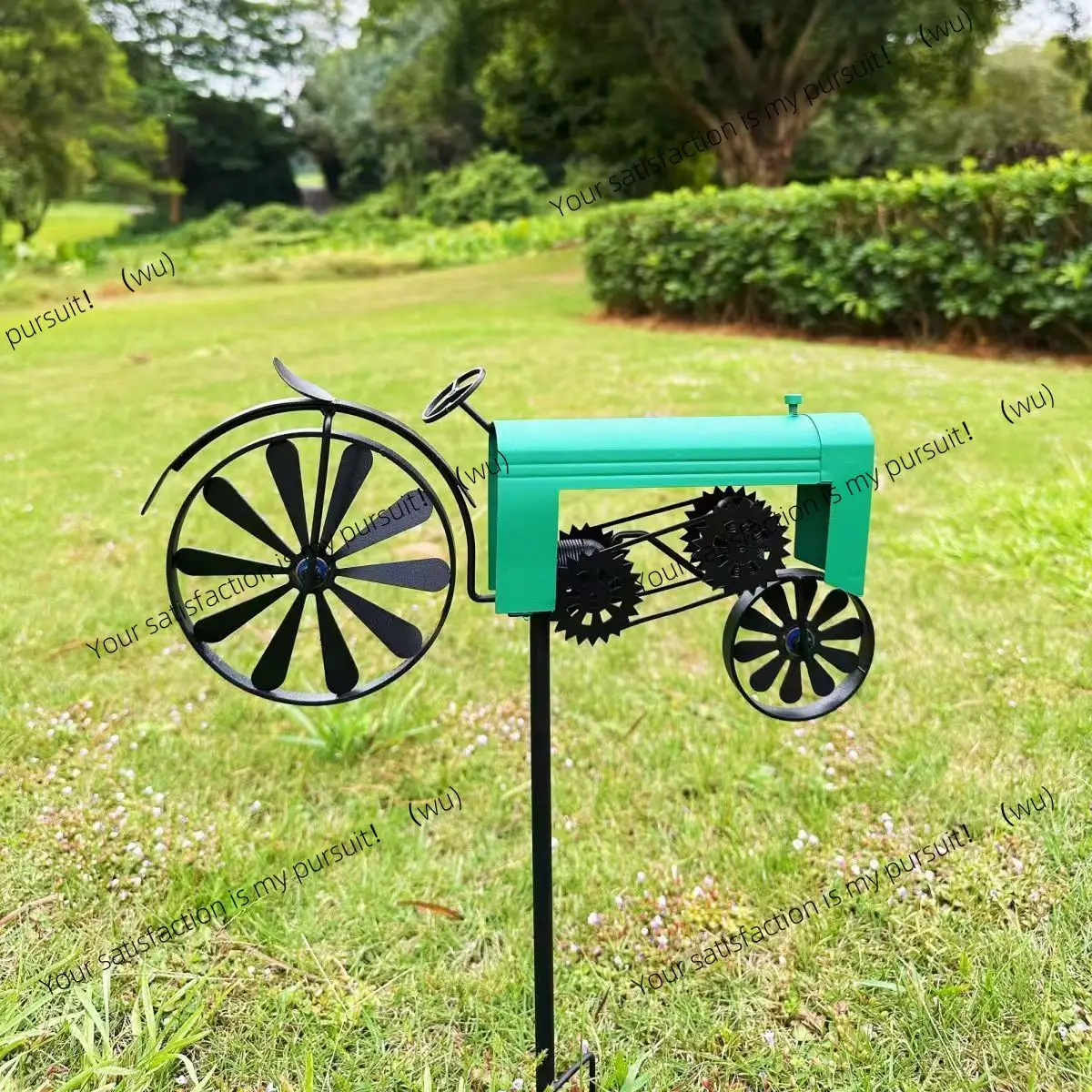 for Wrought Iron Tractor Wind Spinner Rotatable Metal Wind Sculpture Stake Ornament Outdoor Garden Yard Lawn Farm Decor