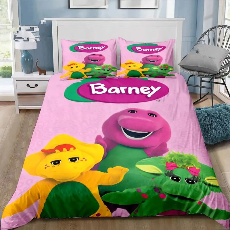 3D Print Barney Cartoon Friends Bedding Set Double Twin King Duvet Cover Comforter Pillowcase Boys Girls Adults Bedroom