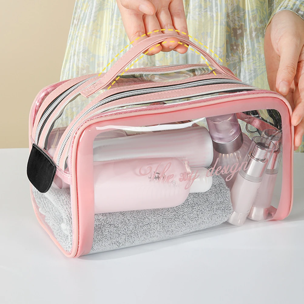 

Luxury Makeup Bag Large Capacity Clear PVC Travel Storage Pouch Women Toiletry Organizer School Supplies Student Stationery