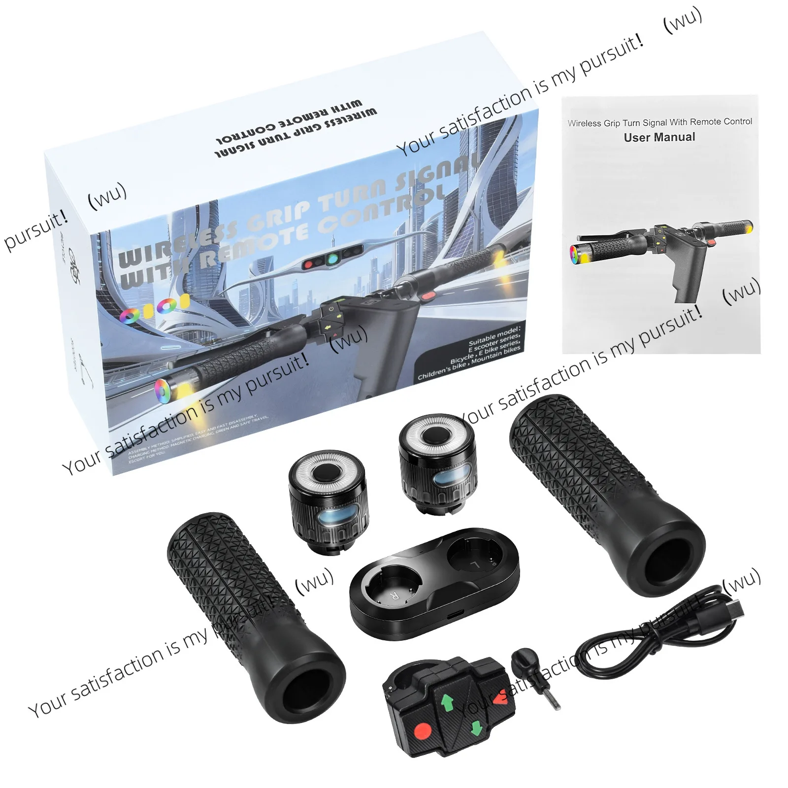 Colorful Light Turning Handle Grips, Universal Rubber Handlebar Covers For Electric Scooter & Bicycle Replacement Accessories