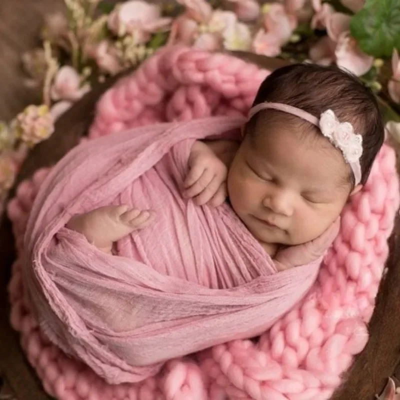 Soft Stretchy Newborn Wrap Single Cheesecloth Photography Prop, Breathable Baby Swaddle for Posing, Photo Studio Essential