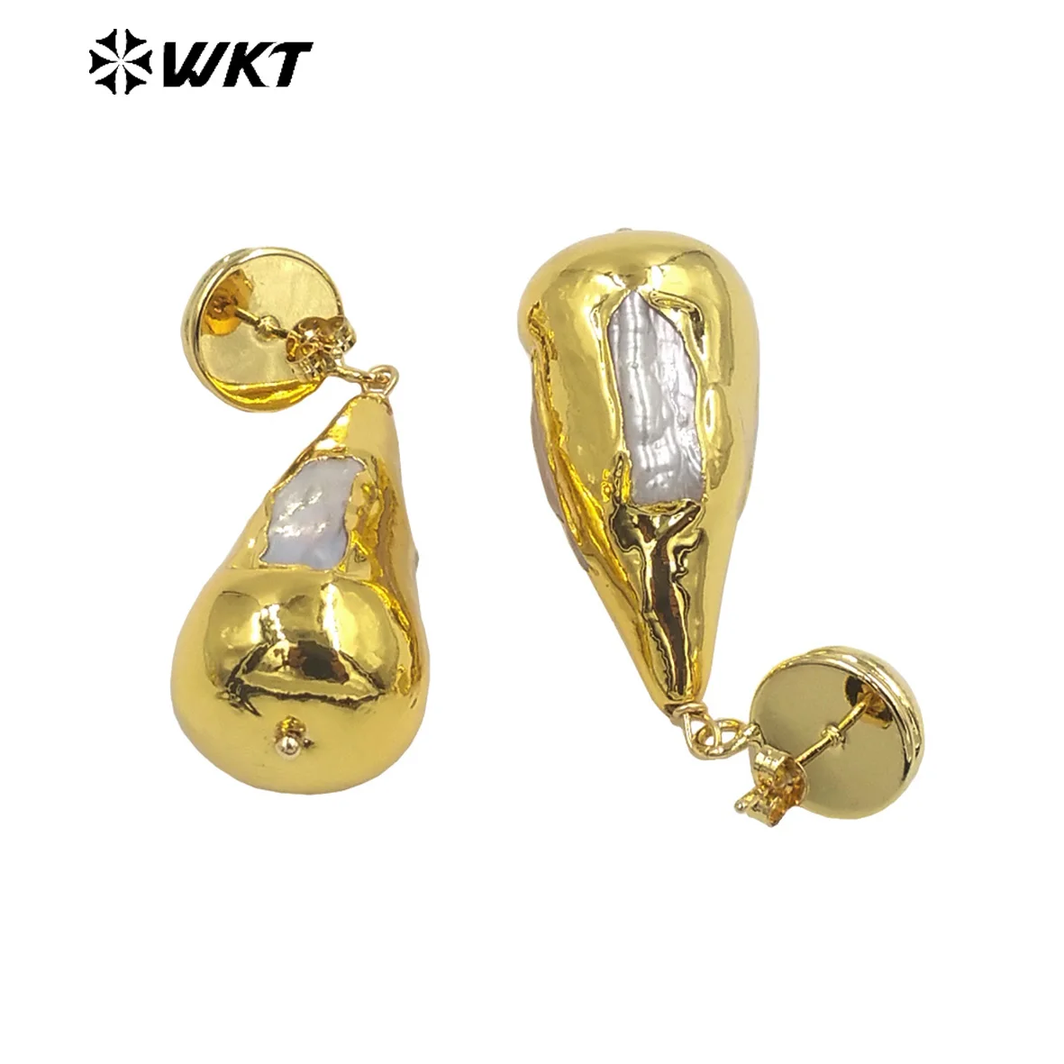 WT-MPE099 Amazing new design fashion 18k real gold plated resist tarnishable Pearl drop earrings gorgeous pearl studs