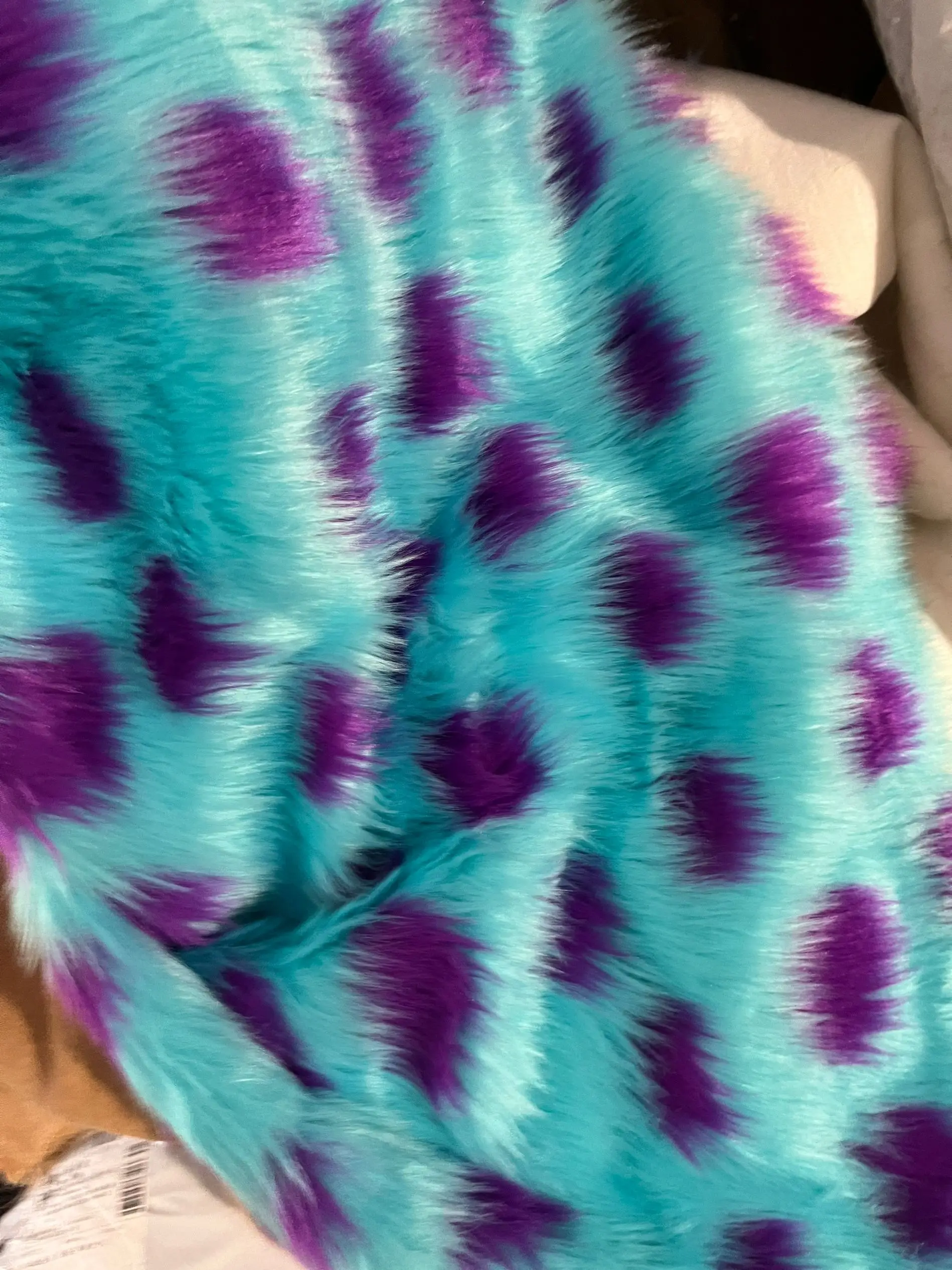 Wholesale Blue purple jacquard plush fabric,handmade materials for toys,decorative cloth,faux fur fabric - Image 2