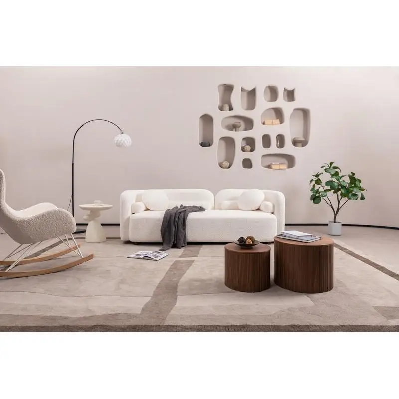 

Luxury Modern 3-Seater Sofa Couch for Living Room, White Boucle Upholstered Cloud Couch for Apartment and Home Office
