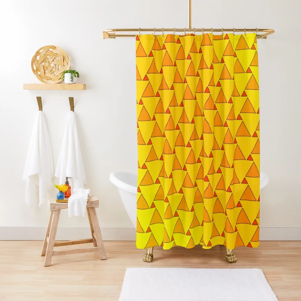 

modern retro pattern related triangles yellow Shower Curtain For Bathroom Bathroom Accessory Luxury Bathroom Shower Curtain