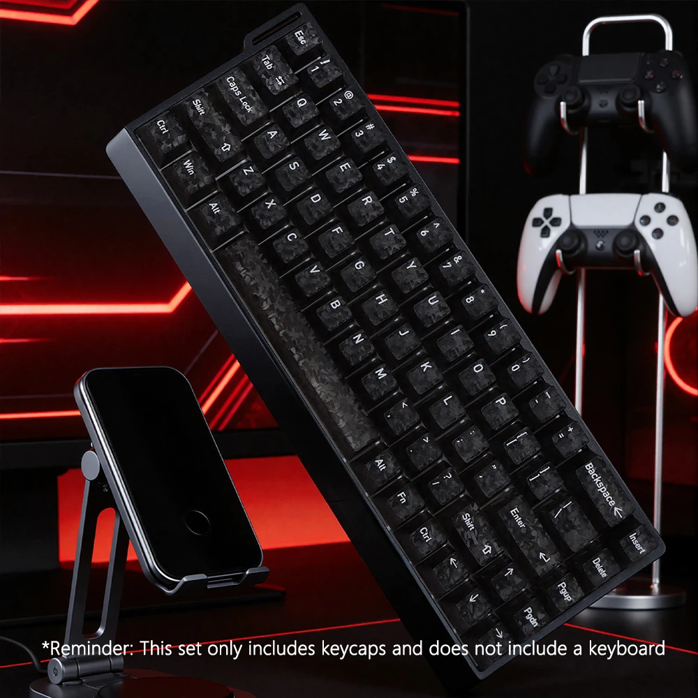 Carbon Fiber Textured Keycaps Japanese Korean Russian Layout 132 Keys Cherry Profile Transparent Key Caps for Mechanical Keyboar view 2