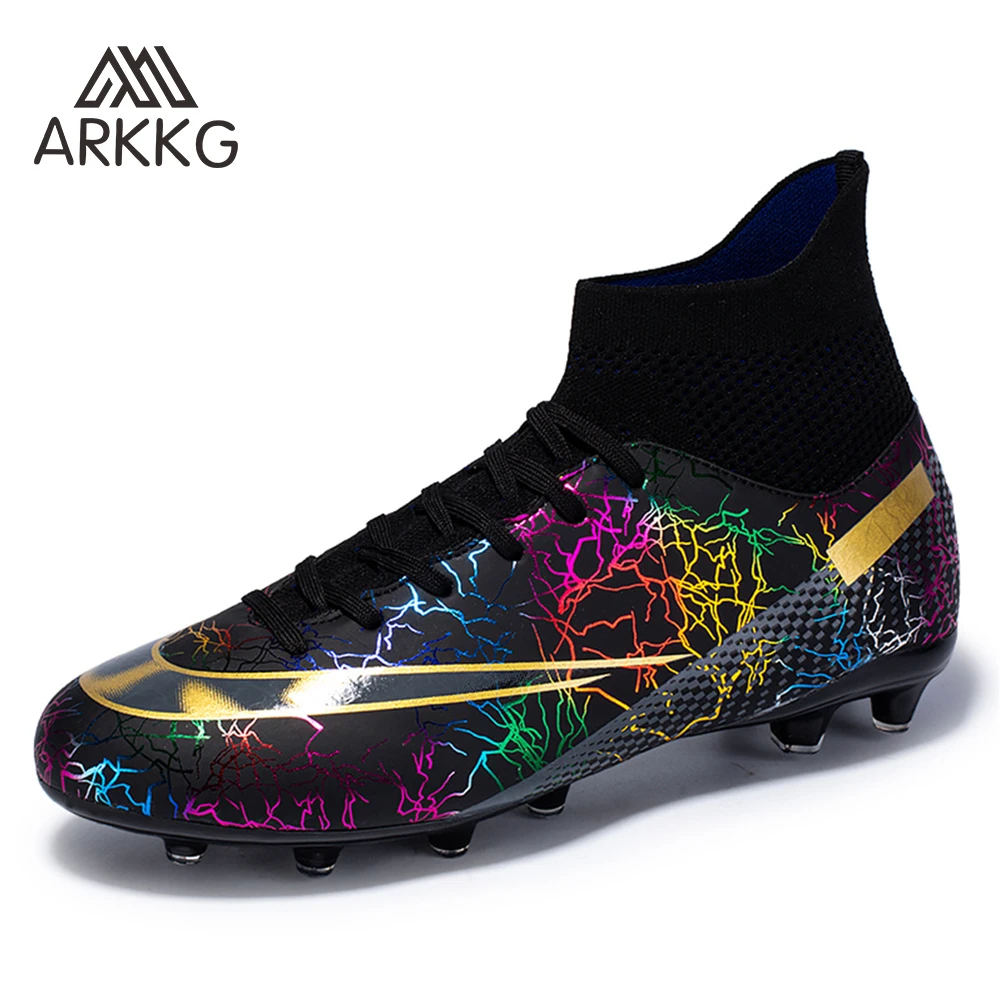 ARKKG-Tênis de futebol infantil de couro, botas de futebol, tênis de treinamento, chuteiras ao ar livre, masculino e infantil