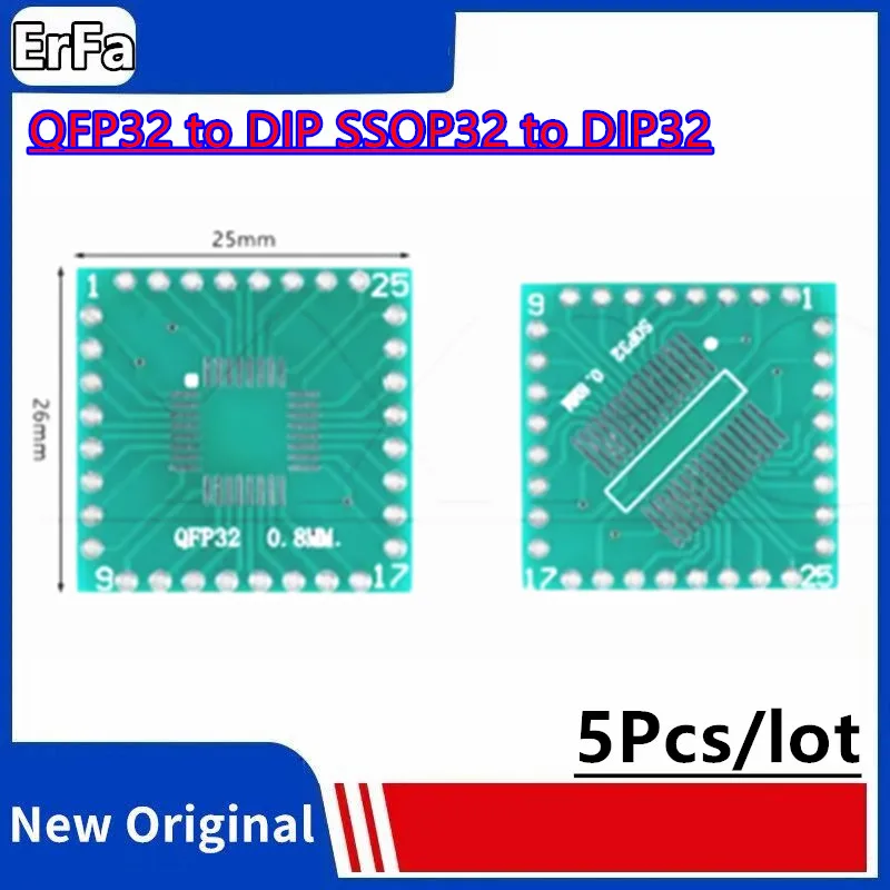 

5Pcs QFP32 to DIP SSOP32 to DIP32 0.8mm TQFP IQFP Adapter Plate