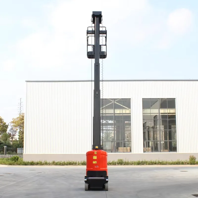 Portable small electric vertical automatic drive self-retractable boom hydraulic mast lift belt