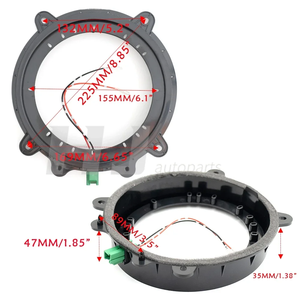 2pcs Car Audio 6.5 Inch Speaker Mount Modification Adapter Washer Stand Ping Pad for Car Special with Lossless Plug for Tesla