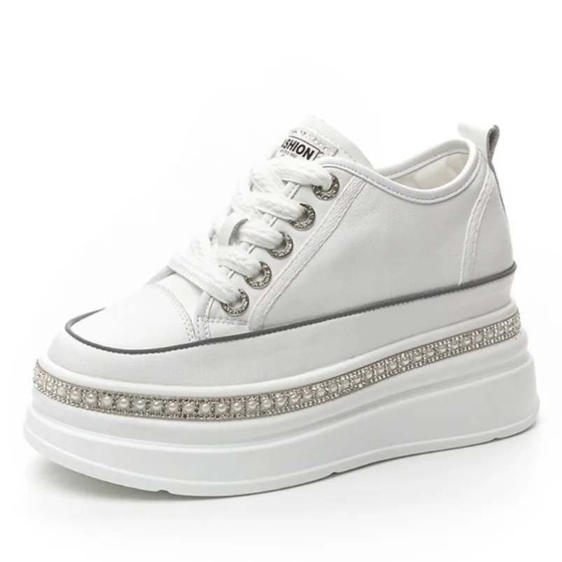 

fujin 8cm wedge women casual shoes women walking shoes fashion sneakers pumps heel sneakers for women genuine leather platform