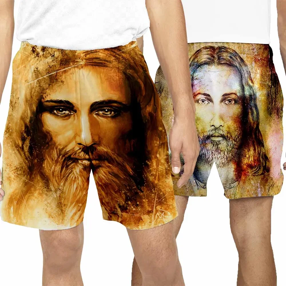 New Fashion 3D Print Jesus  Summer Beach Shorts  Streetwear Men Quick Dry Vacation Casual Shorts for Women/Men