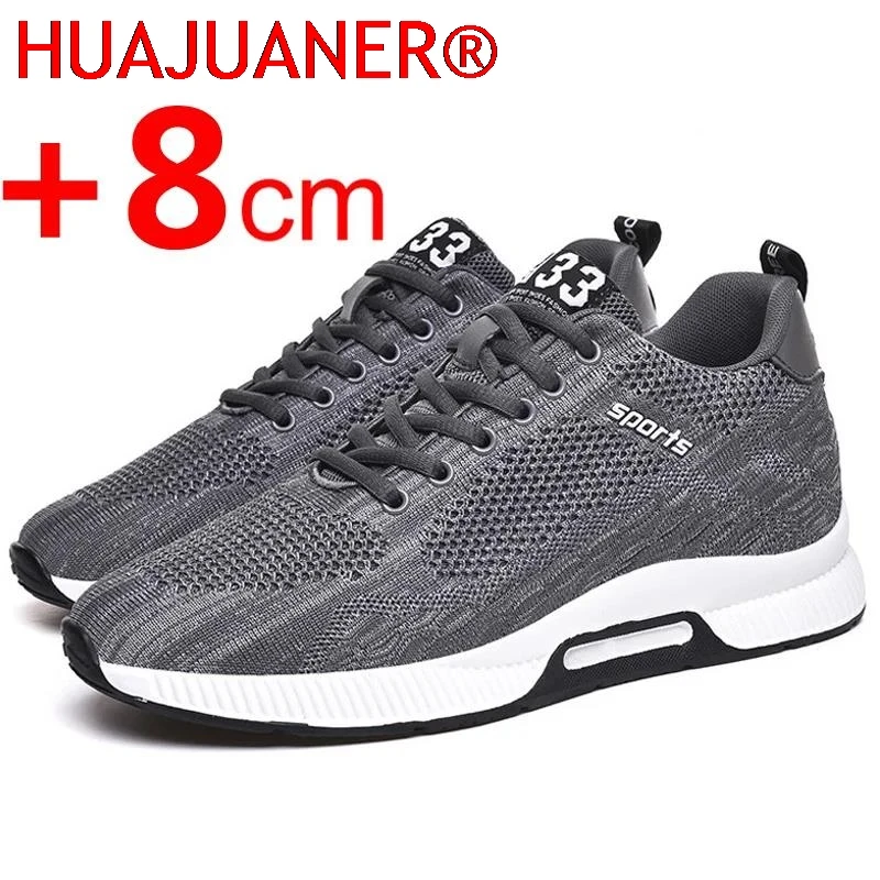 Men Sneakers Elevator Shoes Hidden Heels Breathable Heightening Shoes for Men Increase Insole 6CM Sports Casual Height Shoes