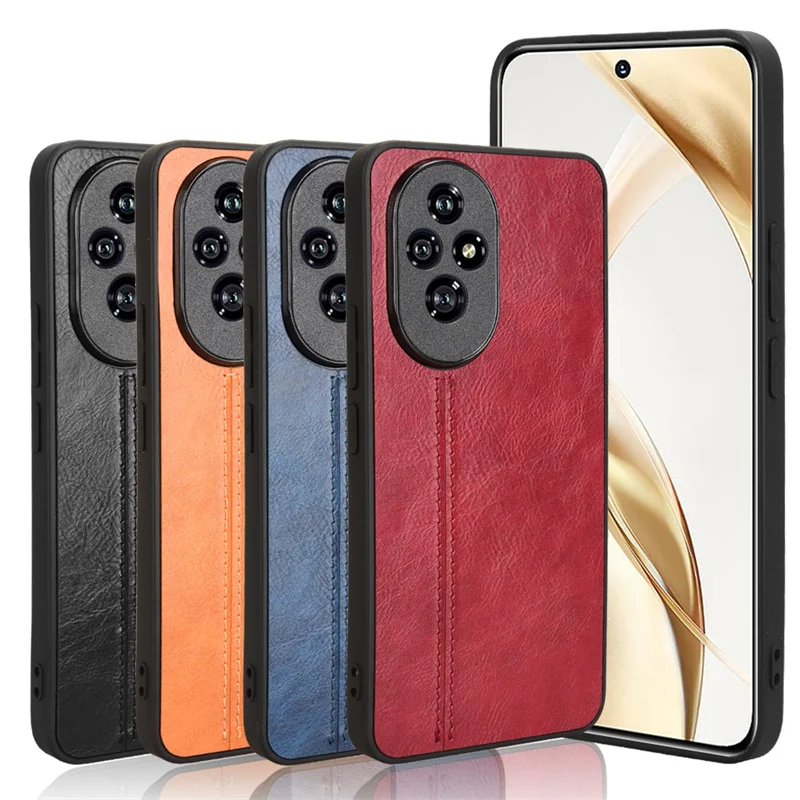 Honor 200 Honor200 ELI NX9 Case Calfskin PU Leather lines Hard Back Cover Matte Phone Case for Honor 200 Honor200 5G ELI-NX9