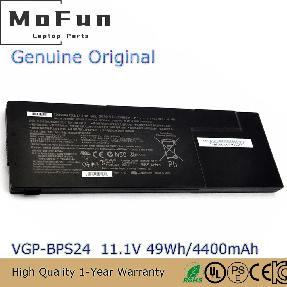 

Оригинальный аккумулятор для ноутбука VGP-BPS24 11,1 В 49 Втч для Sony VAIO SA SB SC SD SE VPCSA VPCSB VPCSC VPCSE VGP-BPSC24