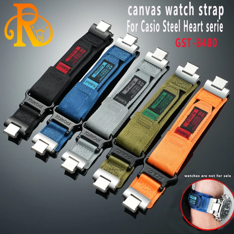 

For Casio G-SHOCK Series Steel Heart Fourth Generation 5657 GST-B400 Modified Nylon Canvas Watch Strap Accessories for Men