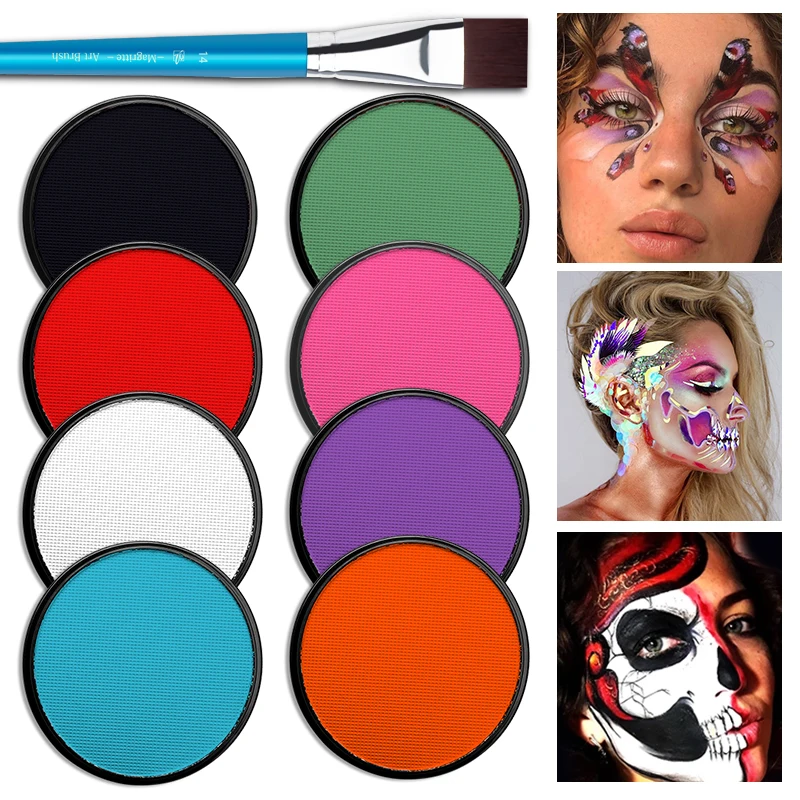 

2pcs Water Based Paint Set for Halloween Makeup with Brushe for Clown,Makeup,Cosplay,Party,Theater
