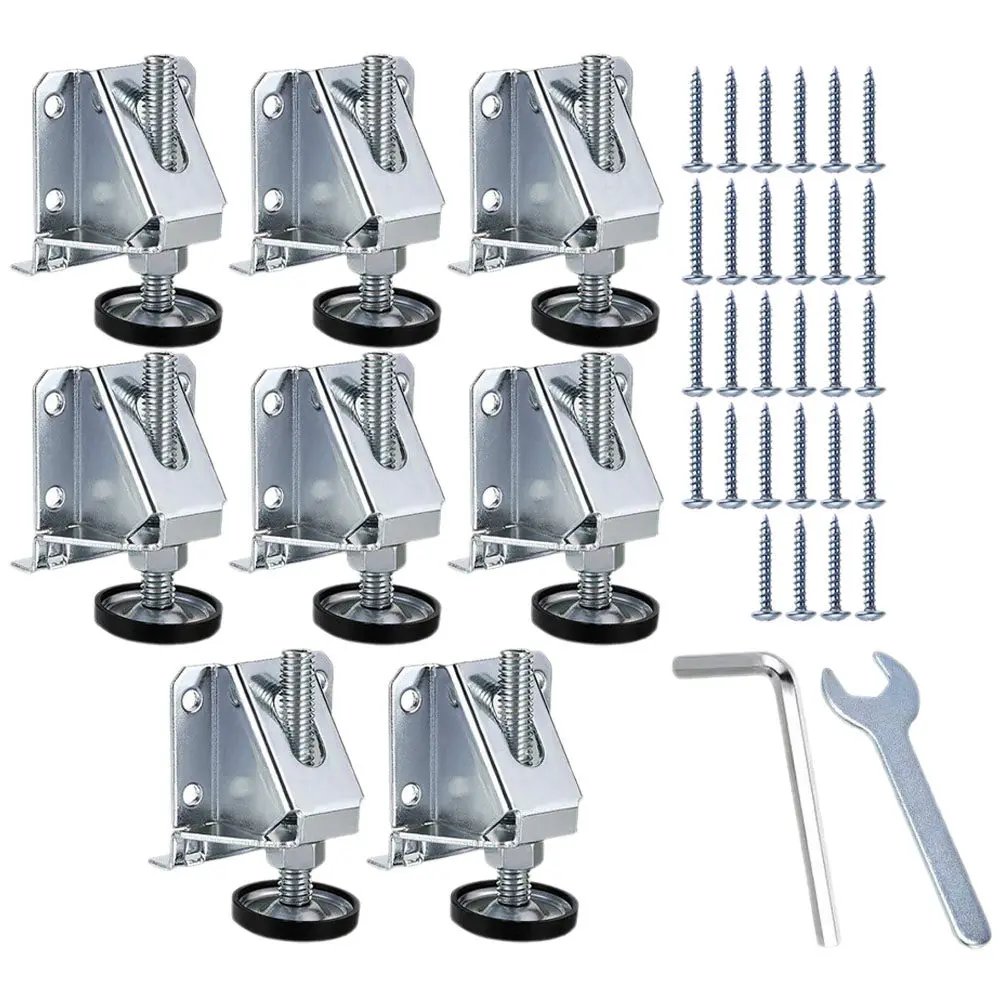 8Pcs Adjustable Legs Leveler Kit Iron Furniture Feet Heavy Duty Rust Resistant Table Cabinet Workbench Stabilizers