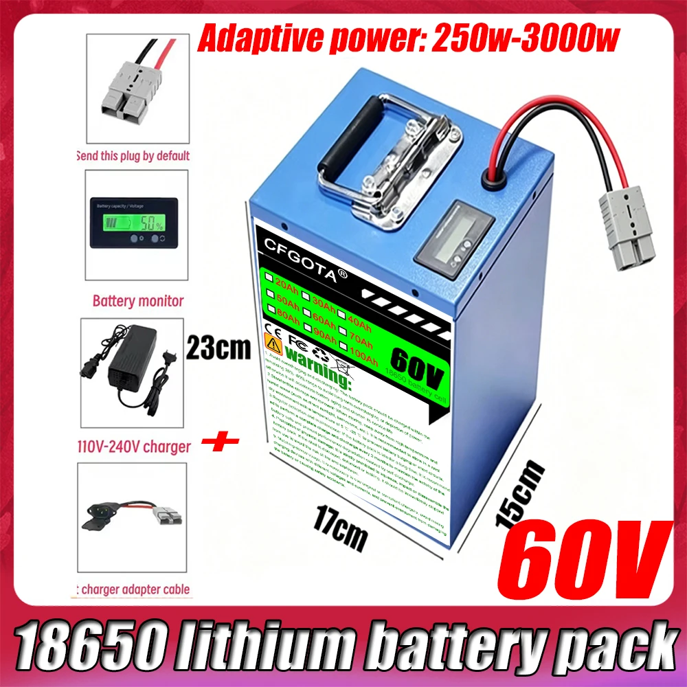 

Electric vehicle lithium battery 60V 100Ah super capacity 18650 lithium battery electric motorcycle tricycle lithium battery