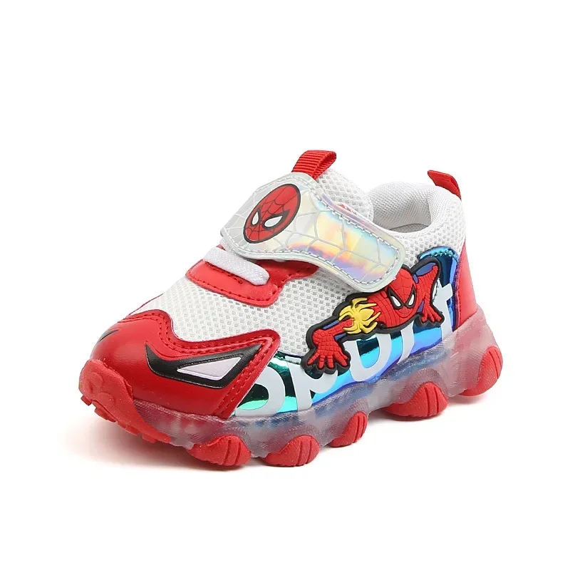 Disney Spiderman Children Casual Shoes LED Leisure Baby Girls Boys Shoes Led Lighted Kids Sneakers Infant Tennis