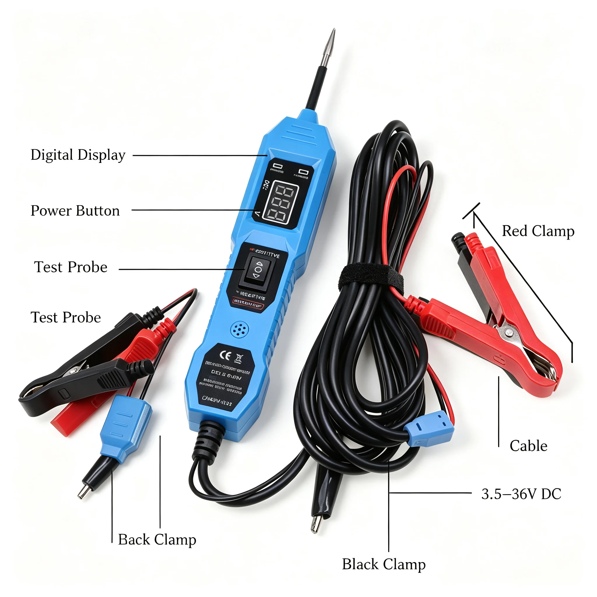 Automotive Circuit Tester 3.5-36V Voltage Polarity Continuity Tester Short Circuit Detector for 12V 24V Vehicle Electrical