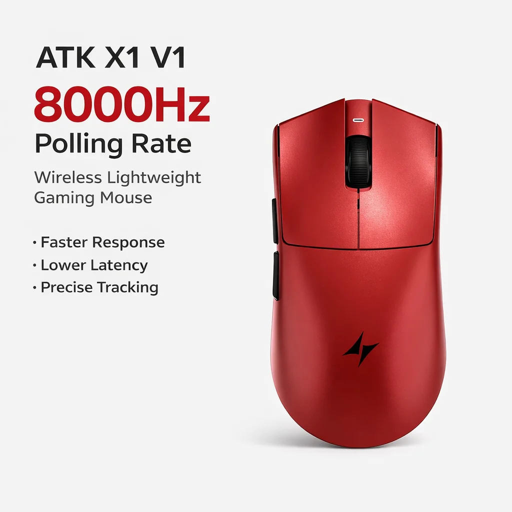 ATK Blazing Sky X1V2 Gaming Mouse Medium-Large Hand Size Wireless Ergonomic Design FPS PAW3950Ultra Extreme Ultimate Office