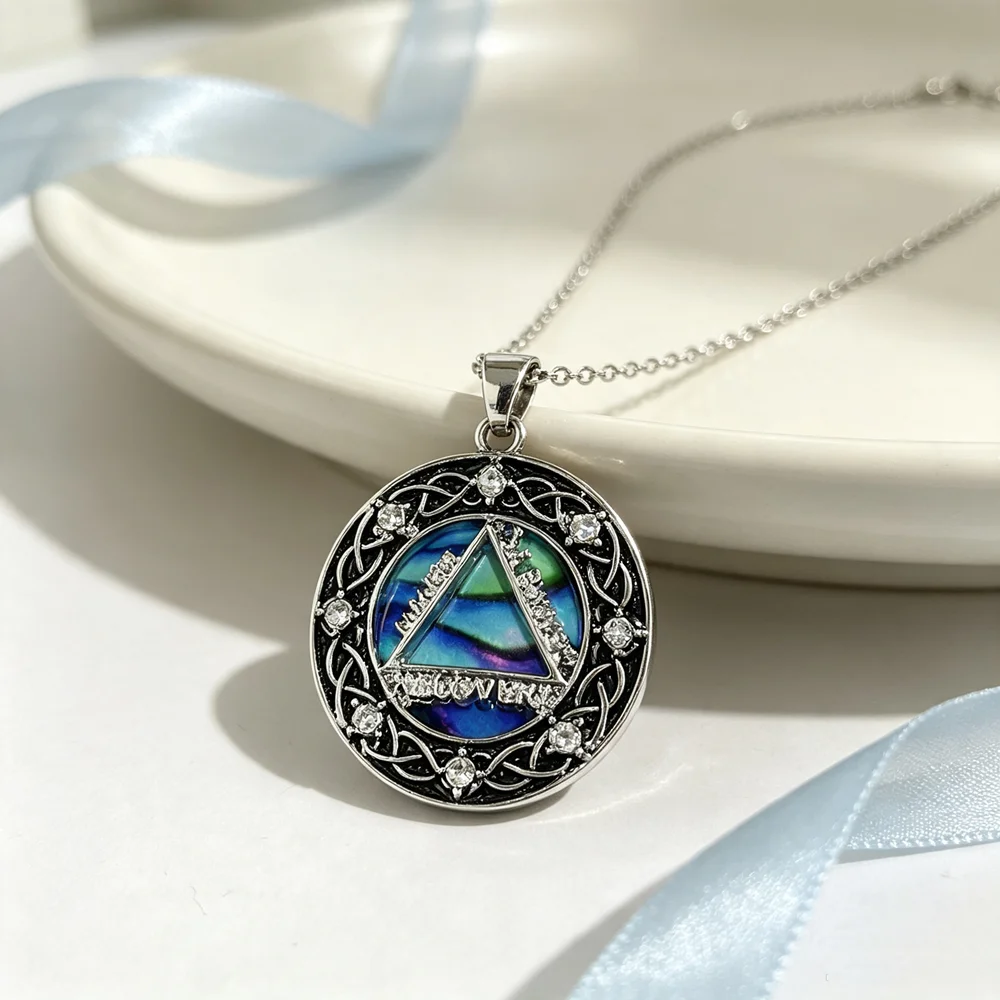 AA Sobriety Unity Service Recovery Celtic Knot Pendant Necklace Alcoholics Anonymous Spiritual Jewelry Gift for Sober Men Women