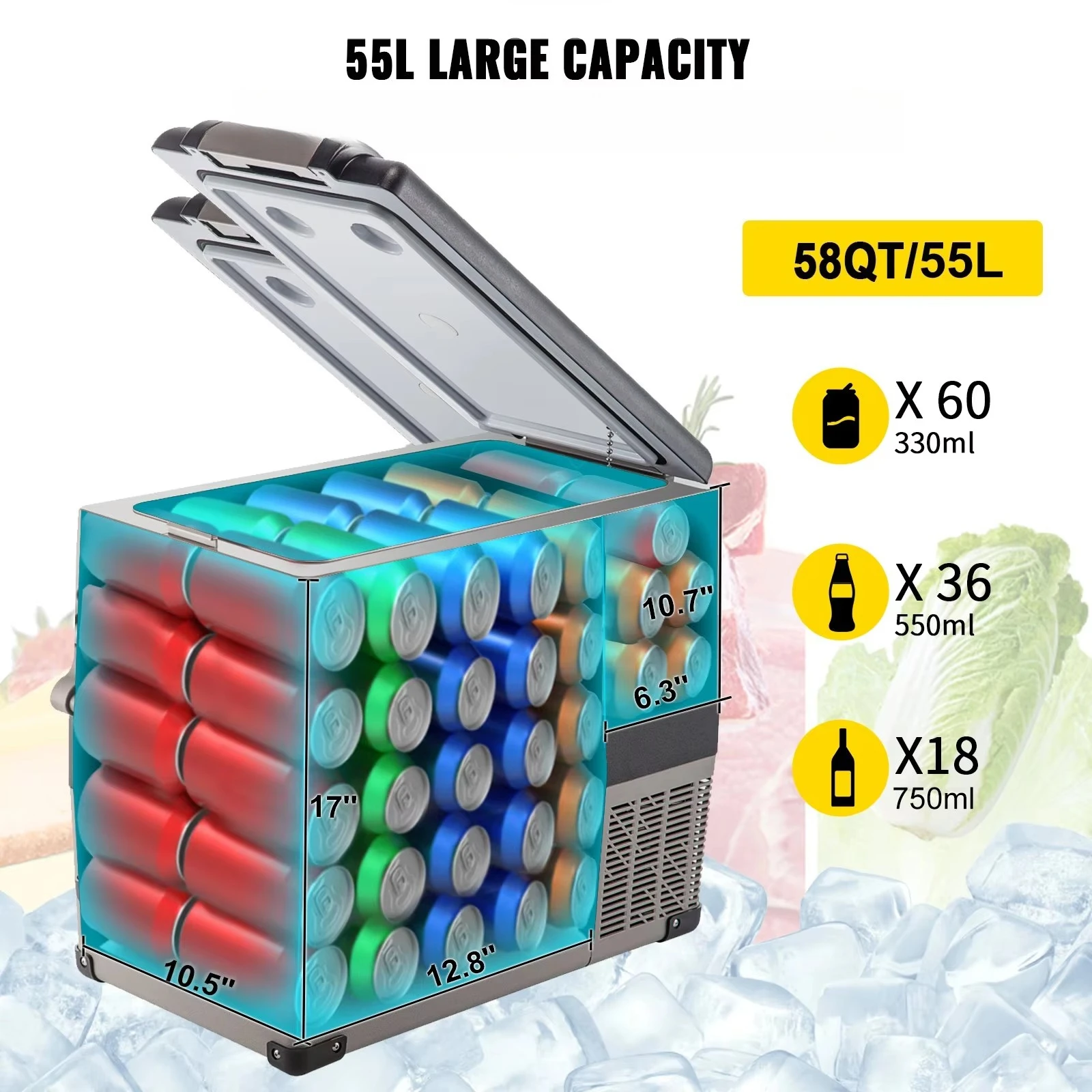 car refrigerator 12/24V (DC) 110-240V (AC) mini refrigerator freezer Small refrigerator cold box warm box/45L