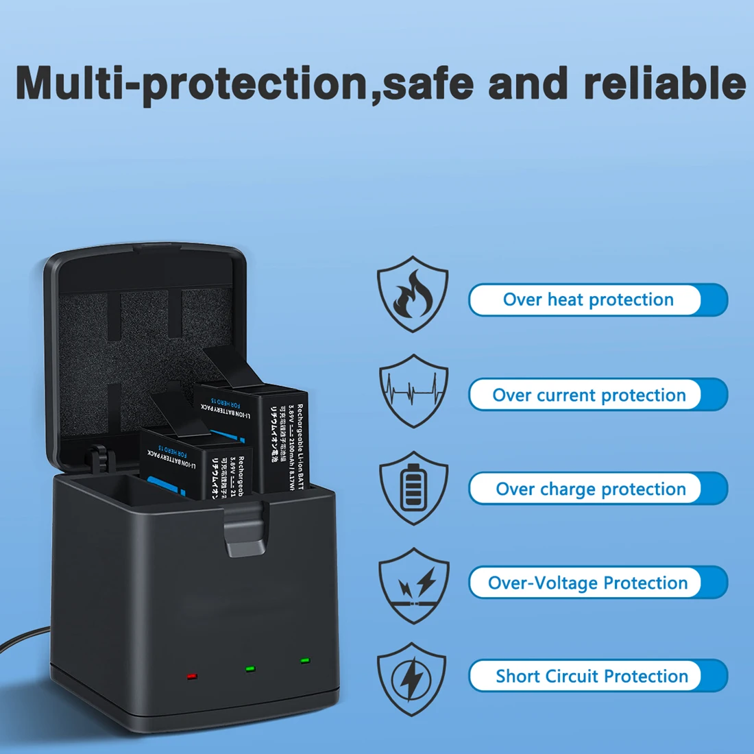Dual Battery Charger/ Rechargeable Battery for Gopro 13 Gopro Hero 13 Action Camera Accessories