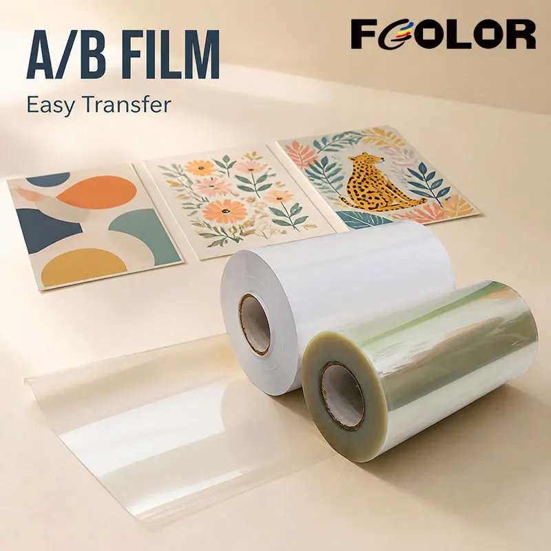 Premium High Tack UV DTF AB Film Clear White 30cm UV DTF Transfer Film for Cosmetic Bottle Candy Jar Custom Label Logo Sticker