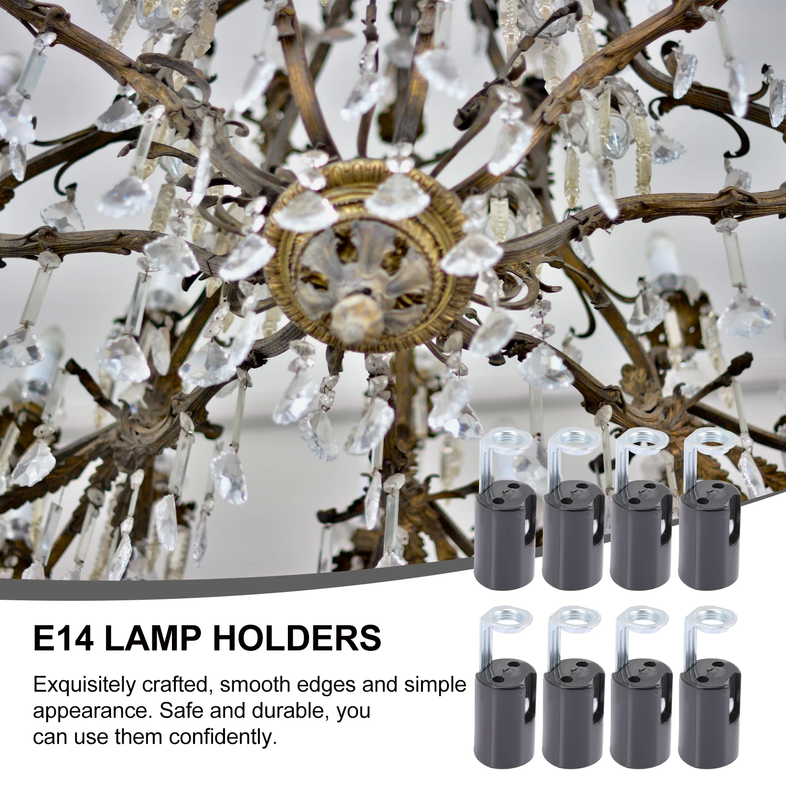 

9 pcs Lamp Holder Sockets Black Bulb Bases E14 Plastic Iron Material Chandeliers Crystal Office Lighting
