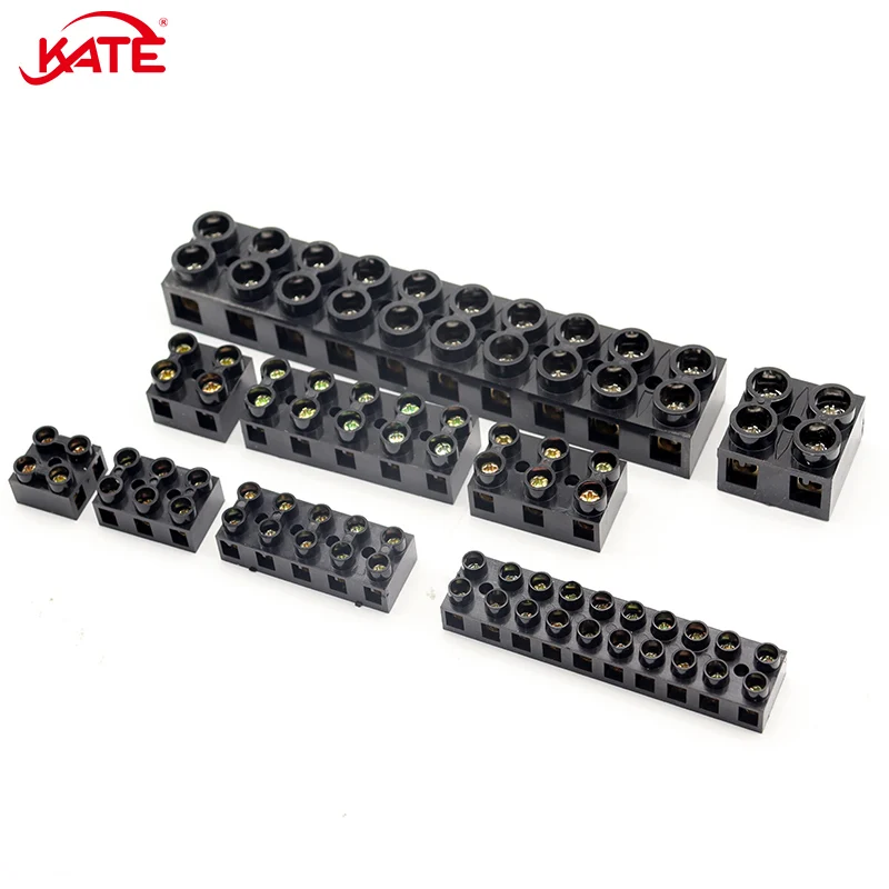 Terminal Block JX5 Wiring Connector 2/3/5/10 Holes 500V 10A 20A 60A Screw Docking Terminal Electrical Connector Brass 20-6 AWG