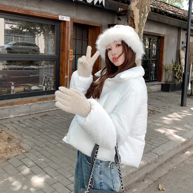 Quilted Coats Korean Version Simple Fashionable Lapel Short Loose Thick Down Jacket Autumn Winter Warm Women\'s Clothing