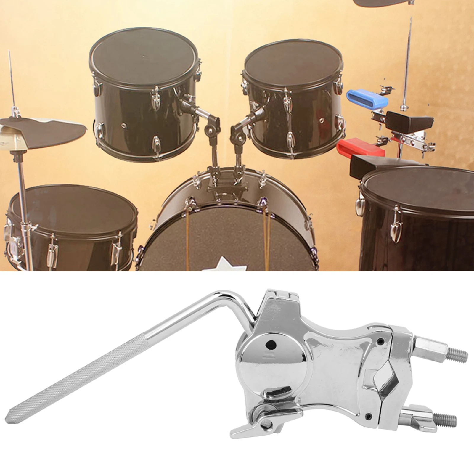 Drum Clamp Zinc Alloy Cowbell Holder Drum Stand Extension Clip Connecting Bracket Clamp Drum Set Extension Clip