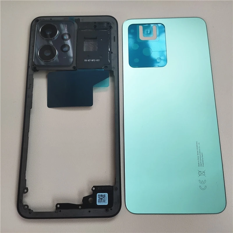 Full Housing For Redmi Note 12 4G Battery Back Cover + Middle Frame Case Panel Lid Rear Door With Camera Lens
