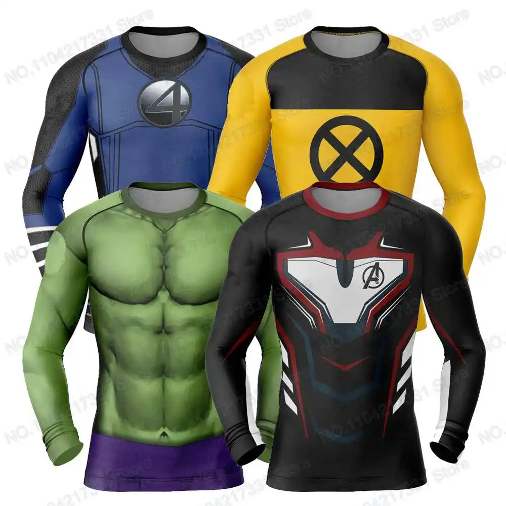 Popular Cartoons Heros Anime Surfing Jersey Beach Swimwear Diving Gym Long Sleeves Trousers MMA BJJ Men Jiu Jitsu Fitness Sets