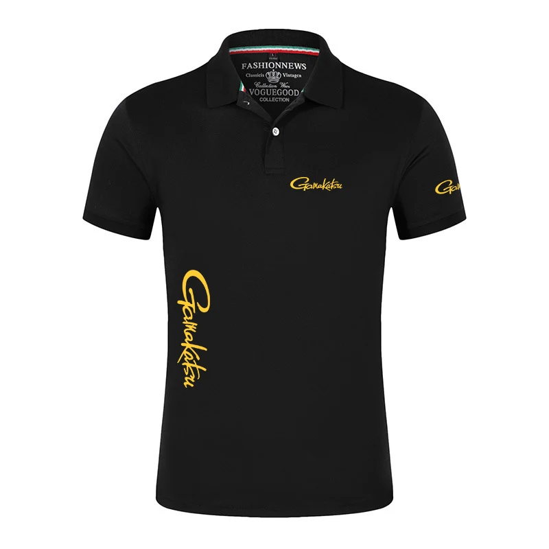 Gamakatsu Fishing 2024 New Men's Fashion Print Summer Short Sleeves Solid Color Classic Casual Slim Ordinary Polo Shirt Tops