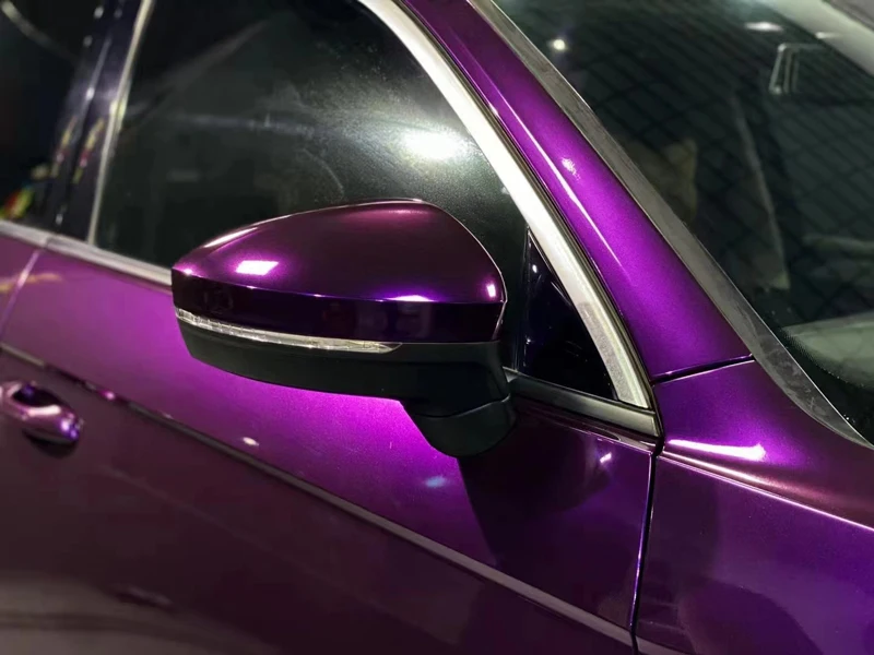 Ultra Gloss PET Ghost Purple Metallic Vinyl Wrap Film Self Adhesive Decal Car Wrapping Foil with Air Release