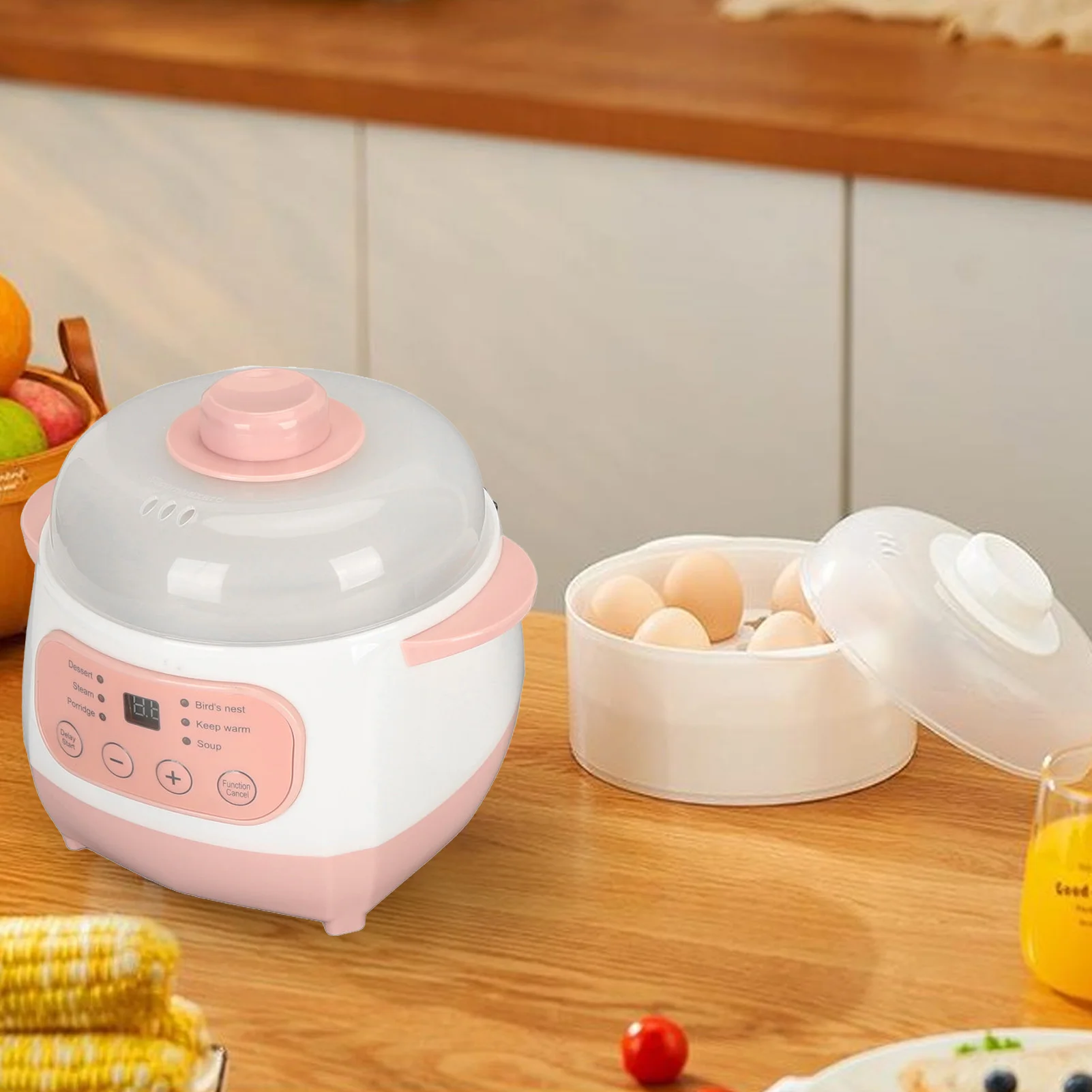 1L Electric Ceramic Stew Pot with Smart Timing And Dry Burning Prevention Home Kitchen Soup Cooker