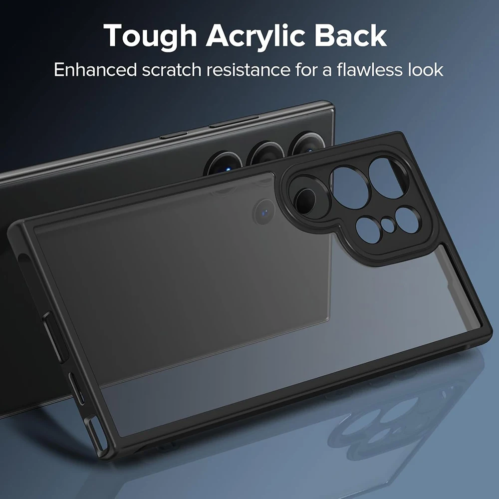 

Hybrid Military Grade Shockproof Case For Samsung Galaxy S25 S24 S23 Ultra Plus Matte Translucent Black Hard Cover Soft Bumper