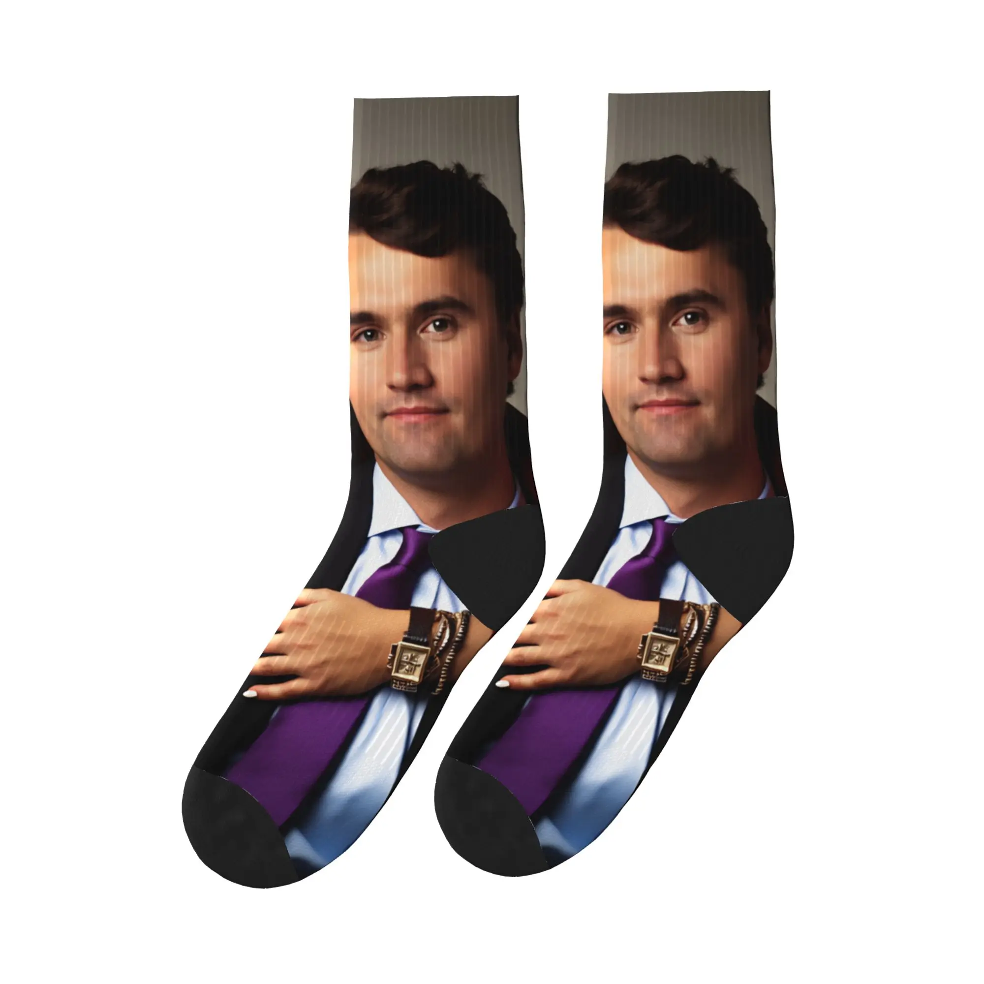 

Charlie Kirk With Wife Erika Kirk Носки Кавайные чулки Осенние противоскользящие мужские носки Удобный дизайн Спортивные носки для бега