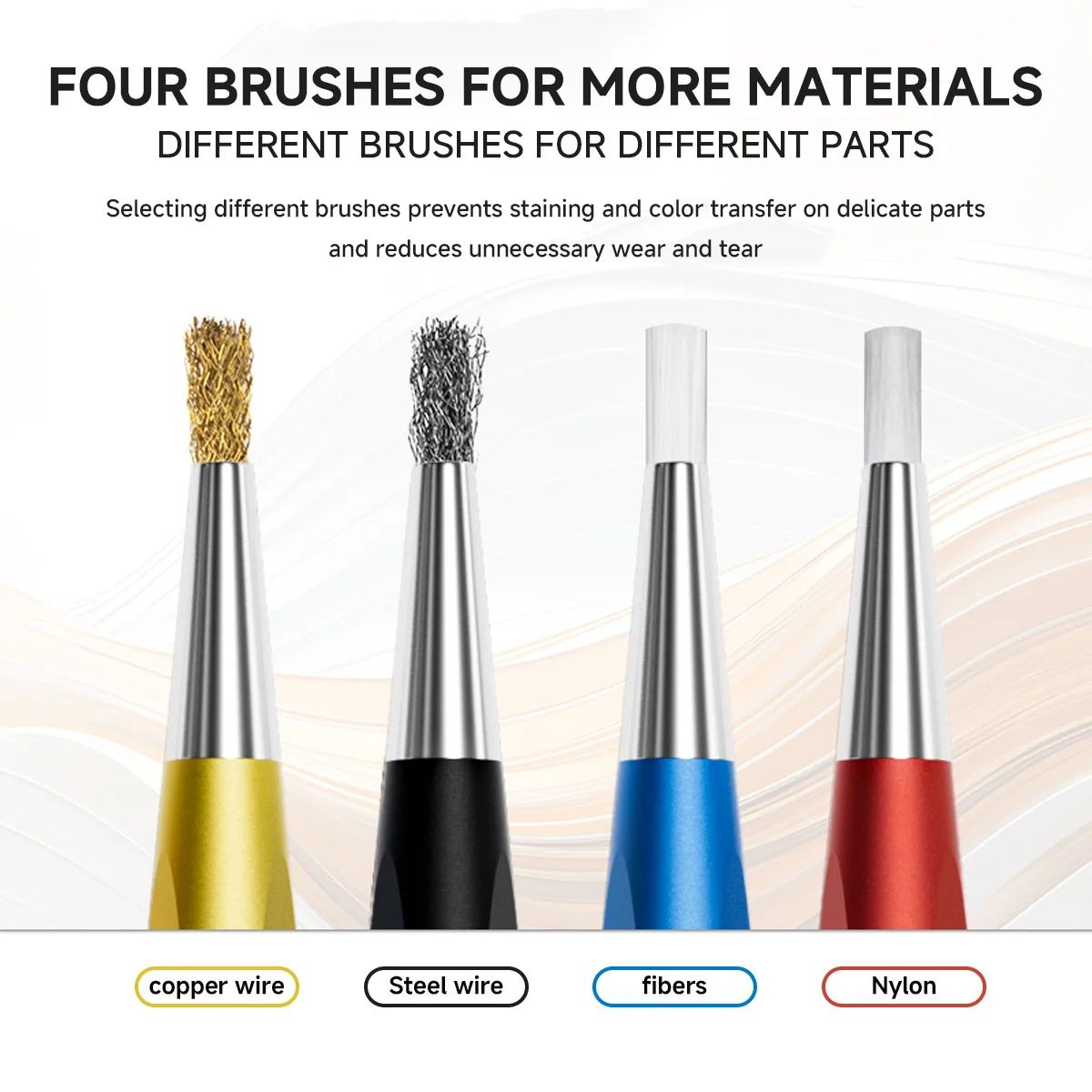 3Pcs/Set Rust Removal Brush Pen Glass Fiber / Brass /Steel /Nylon Brush Pen Shape Watch Parts Polishing Cleaning Tool