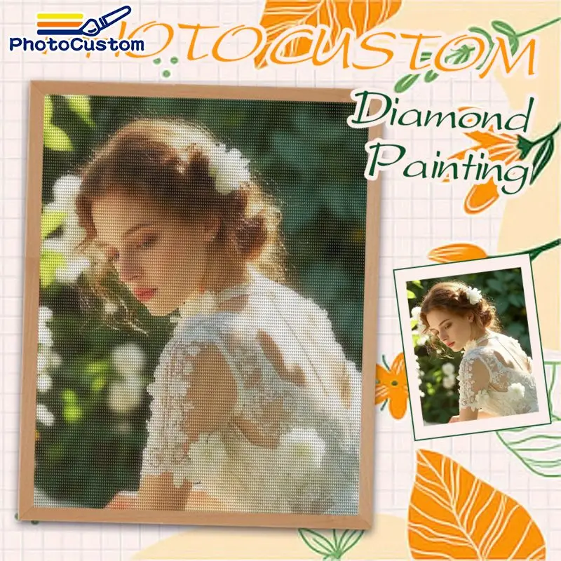 PhotoCustom Full Square/Round Custom Diamond Painting Beginners Kit Pet Family Picture Diamond Art Personalized Photo Home Decor