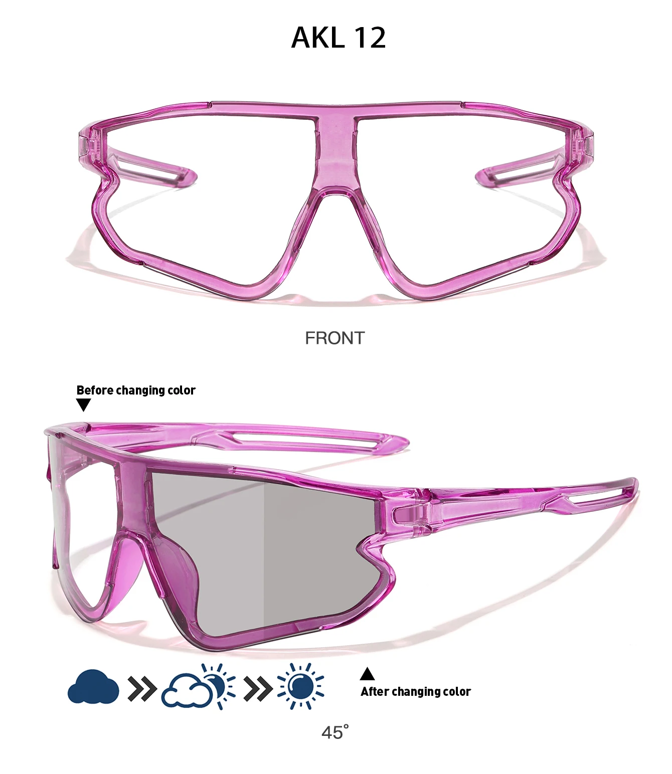 Männer Frauen Photochrome Motorrad Brille Outdoor Sport Großen Rahmen Winddicht Radfahren Laufen Wandern Brille – Detail 8