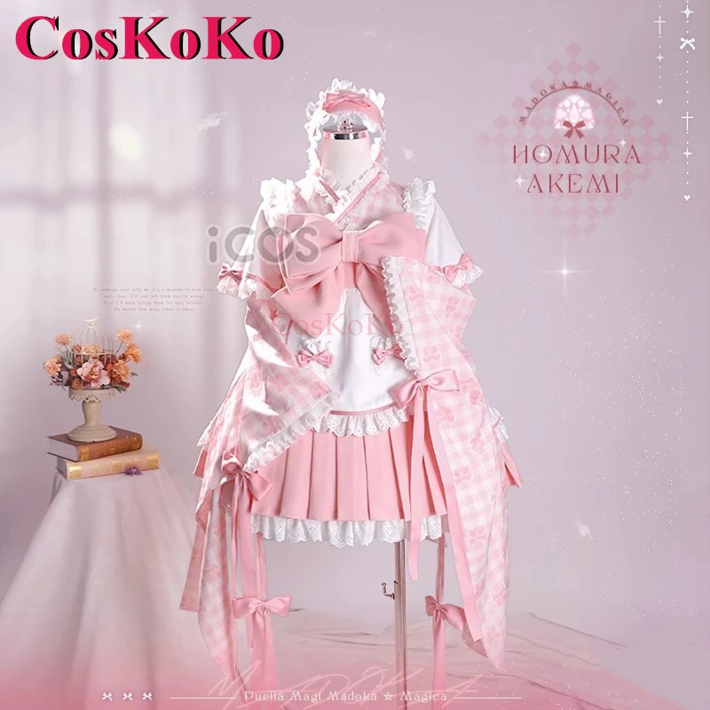 CosKoKo Kaname Madoka Cosplay Puella Magi Madoka Magica Costume Dolce ed elegante rosa Vestito da cameriera Halloween Party Gioco di ruolo Abbigliamento