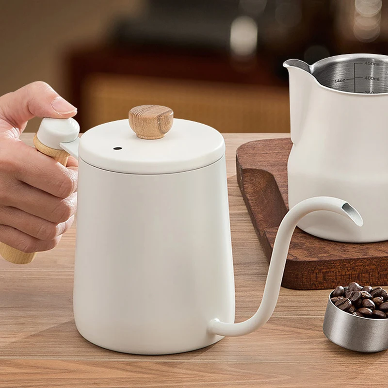 

Чайник из нержавеющей стали на гибкой стойке, кофейник, кувшин для вспенивания молока, 600 мл, кувшин для приготовления чая эспрессо с носиком для заваривания