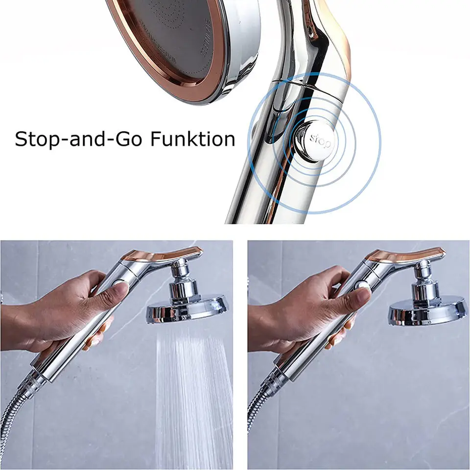 Big Panel High Pressure Large Flow Shower Head With Stop Water Button Massage Rainfall Spray Shower Faucet Bathroom Accessories